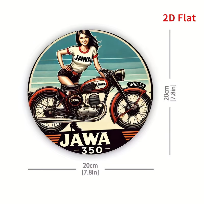 Potdemiel Retro-Wandkunst Metallblechschild Jawa 350 Vintage Aluminium-Dekor, B/H: 20 x 20 cm, Mehrfarbig - Bild 2