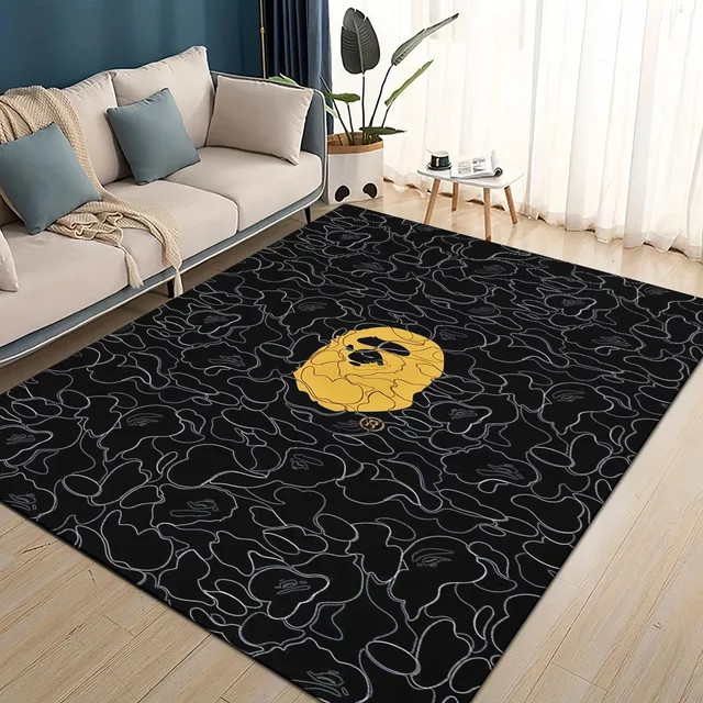 Potdemiel B-BAPE Cartoon-Teppich Schwarz Rutschfest für Wohnzimmer und Kinderzimmer - Bild 1