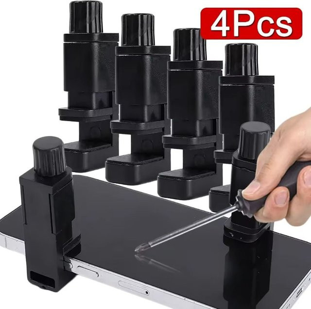 4er-Set Verstellbare Handy-Reparaturklemmen zur Display-Befestigung Universal Werkzeug-Set Schwarz und Gelb - Bild 1