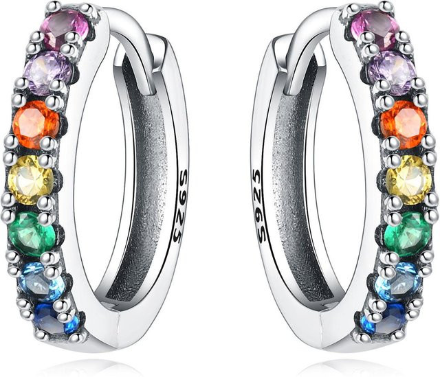 Orstarry Creolen 925 Silber, Bunt, Zirkonia, Damen - Bild 1