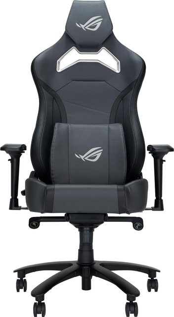 ASUS ROG CHARIOT X CORE Universal-Gamingstuhl mit gepolsterter Kopfstütze und 4D-Armlehnen in Schwarz-Grau aus Premium-PU-Leder - Bild 1