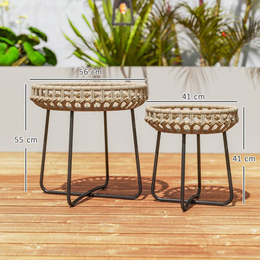 Outsunny Polyrattan Beistelltisch modern braun B/H/T: 56 x 55 x 56 cm - Bild 4