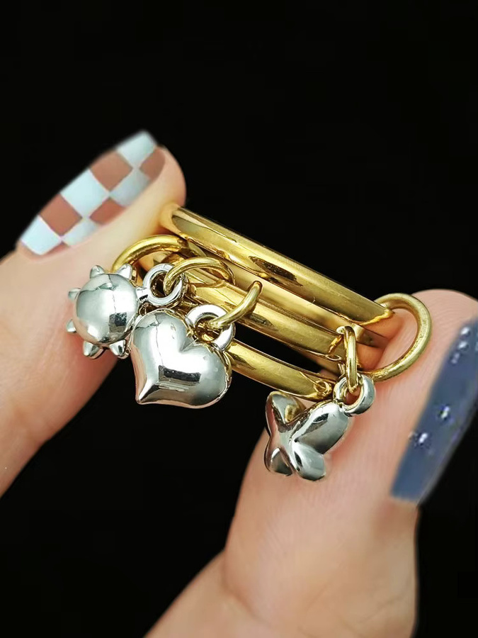 ZHOUYANG Ring Set, Edelstahl, Bicolor, Damen - Bild 6