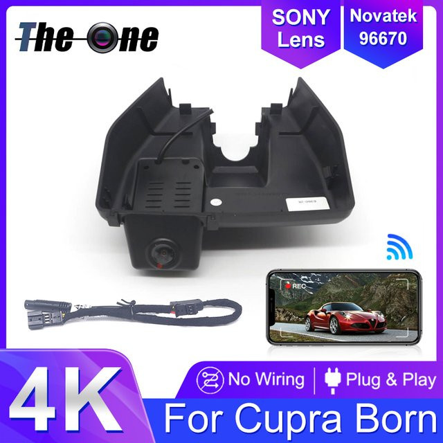 HESHECAM 4K Dash Cam mit WIFI für Cupra Born 2020-2026 Vorne und Hinten, Schwarz - Bild 1