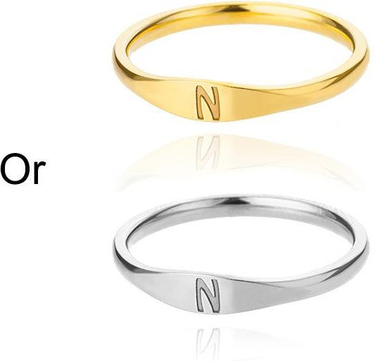 Initialen Ring Edelstahl, Platinum Color, Unisex - Bild 1