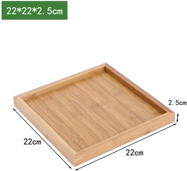 Rechteckiges Aufbewahrungs-Tablett von zhenguejiao71 aus Holz in Braun mit Griffen, B/T/H: 22 x 22 x 2,5 cm - Bild 1