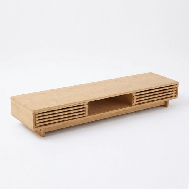 Relaxdays Monitorständer aus Bambus in Natur, rutschfest, B/T/H: 96,5 x 24,5 x 14 cm - Bild 1
