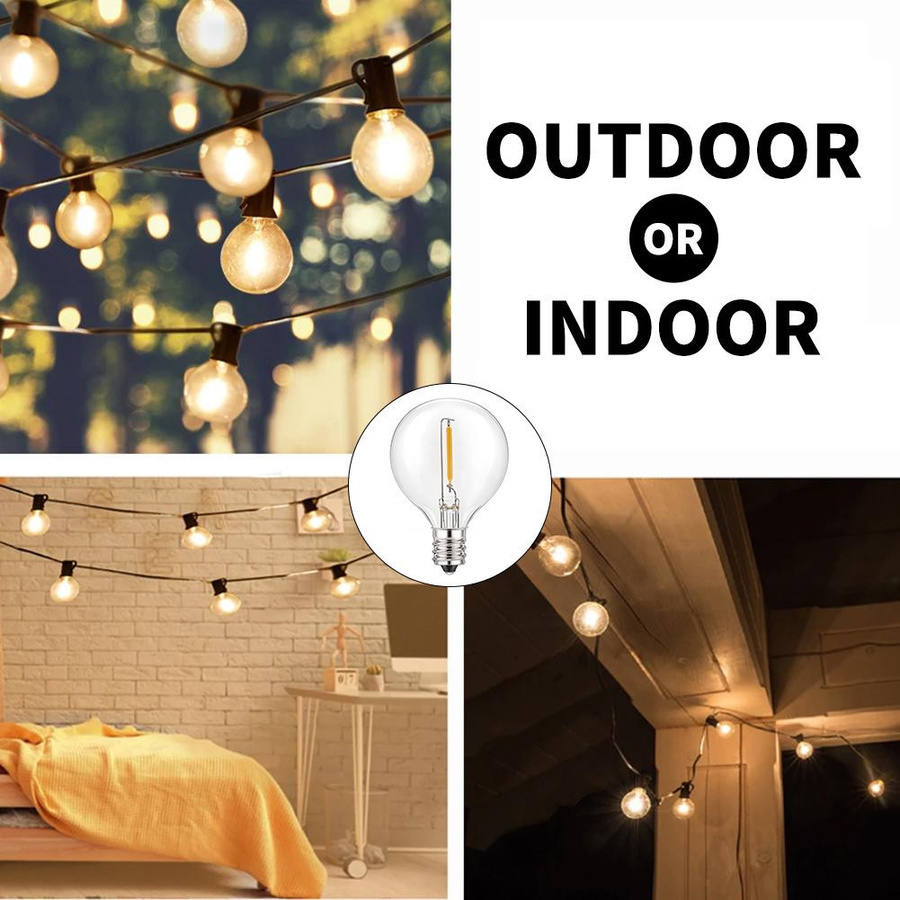 HuaJin Lighting 10 Stück G40 LED Ersatz-Glühbirnen E12 Warmweiß, Kunststoff-Globusbirnen für Lichterketten im Innen- und Außenbereich, IP44, 110V - Bild 3