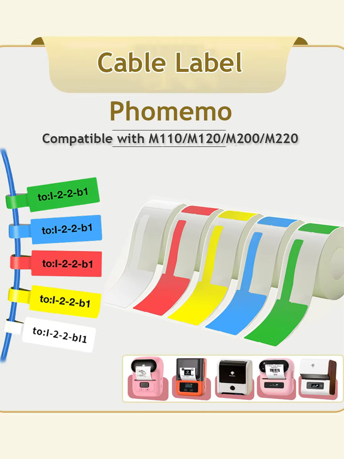 MrLabel Selbstklebende Kabel-Etiketten für M110 M200 M220 MAKER F-Typ in Weiß - Bild 3