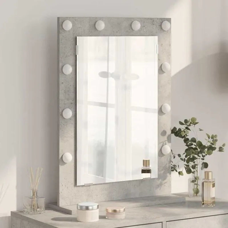Vidaxl Kosmetikspiegel mit LED-Beleuchtung in Beton-Optik, Grau, B: 70 cm, H: 70 cm, T: 18 cm - Bild 1
