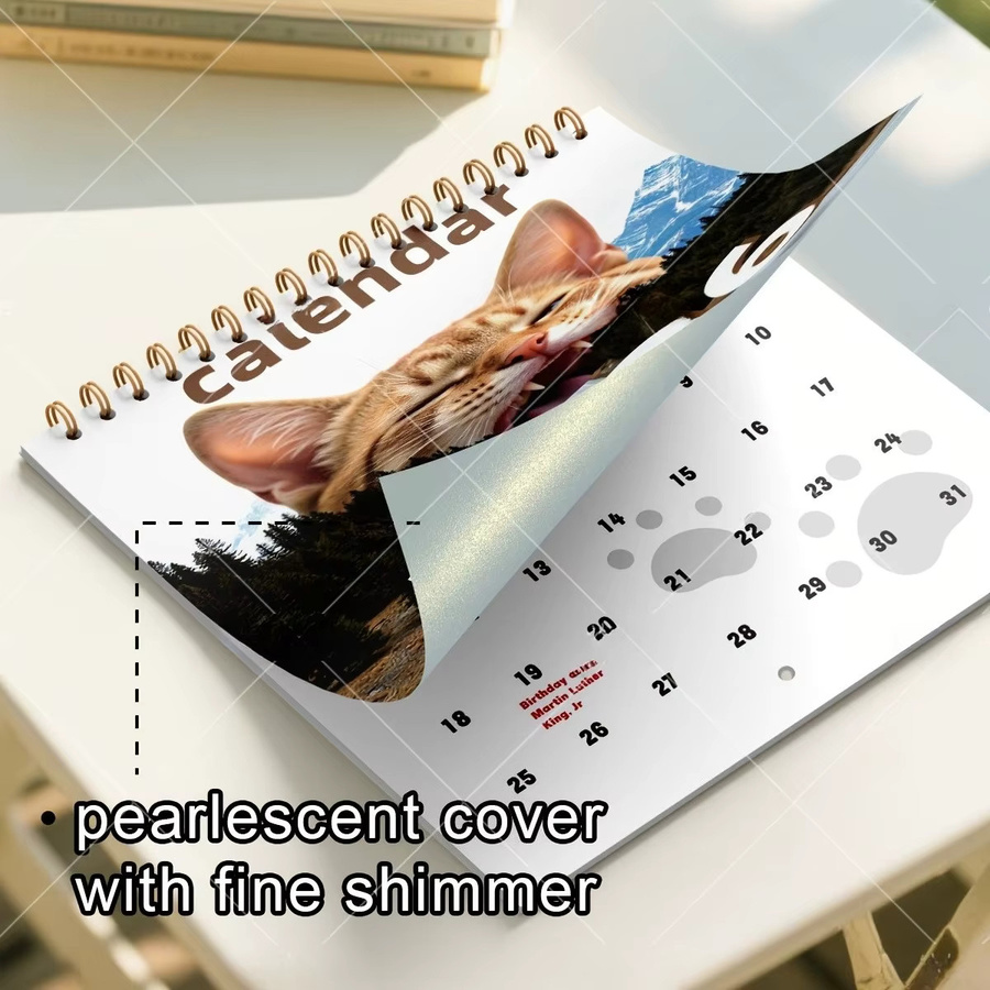 Abstrakter magischer Katzenkalender 2026 in Gold und Multicolour mit minimalistischem Design und Datumsmarkierungen - Bild 3