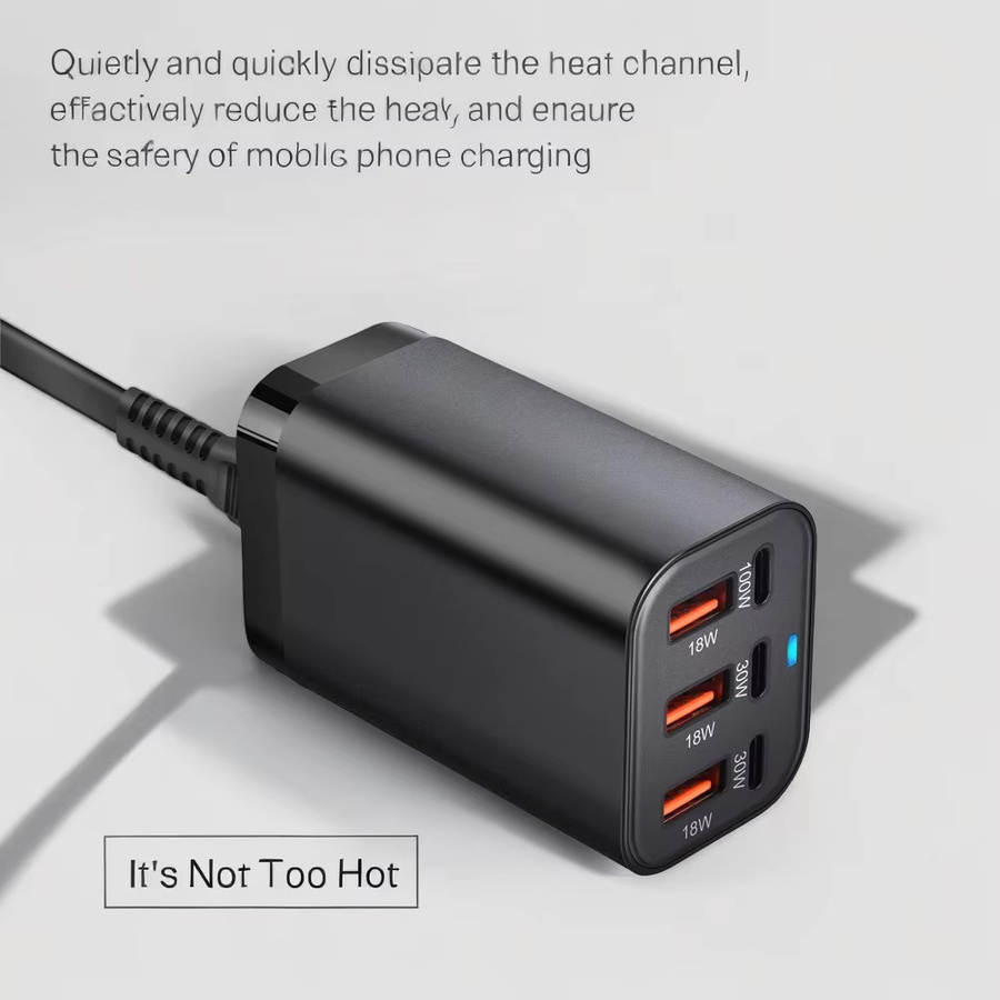 Deepartner 200W 6-Port GaN USB-C Schnellladegerät in Schwarz für iPhone und Samsung Serien - Bild 3