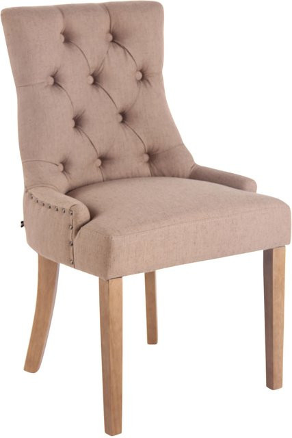 TPFLiving Esszimmerstuhl Aboli Stoff in Taupe/Beige mit Holzbeinen - Bild 1