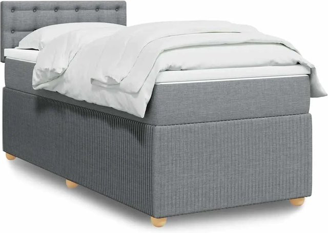 vidaXL Boxspringbett mit Matratze Hellgrau, Hybridbett mit USB-Ladeport und Unterbettbeleuchtung, B/T: 80 x 200 cm - Bild 1