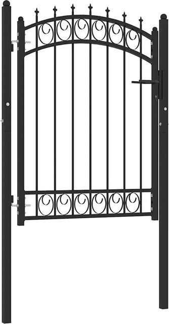 vidaXL Zauntor aus pulverbeschichtetem Stahl in Schwarz, B: 102 cm, H: 125 cm - Bild 1