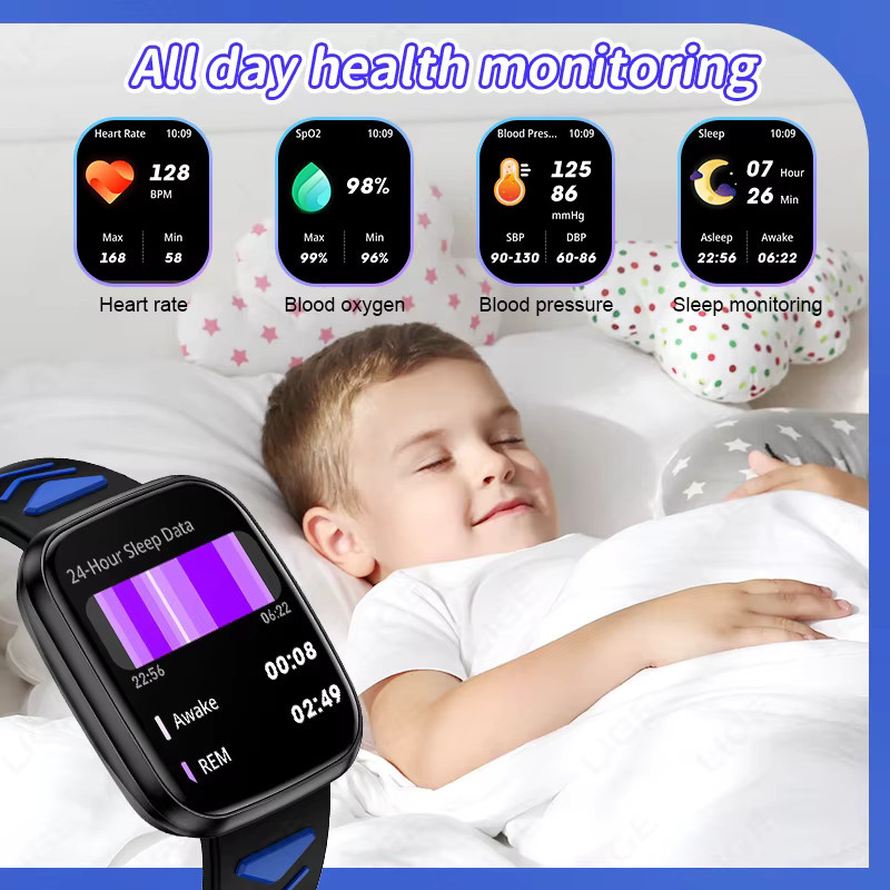 LIGE Smartwatch, Schwarz, Silikon, Kinder, Schrittzähler, wasserdicht - Bild 5
