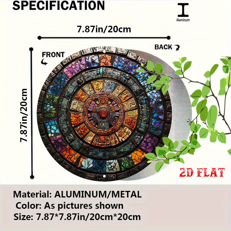 Potdemiel Aluminium-Wandkunst Aztekischer Kalender Rund, Multicolour, Durchmesser: 20 cm - Bild 2