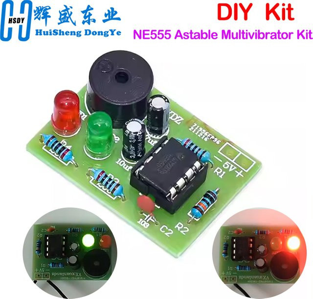 HUISHENGYUFA NE555 Astable Multivibrator Kit Dual Flash Light DIY Elektronik-Bausatz in Multicolor - Bild 1
