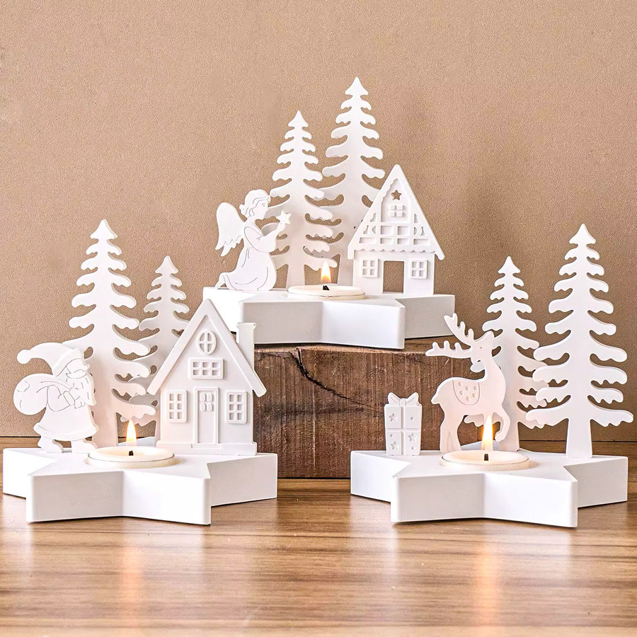 UDOCOOL Silikonform für 3D Weihnachtsbaum Kerzenständer in Weiß zur Herstellung von Duftkerzenständern mit Motiven wie Rentier, Engel, Stern und Karte - Bild 1