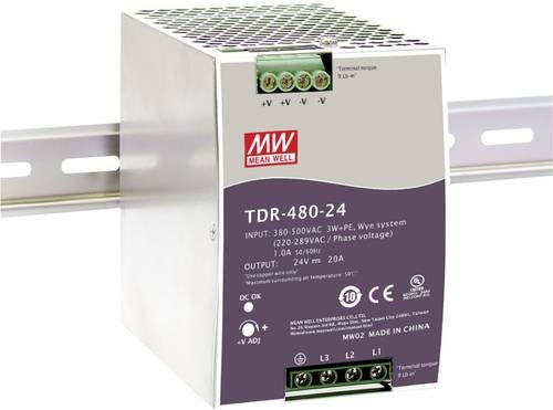 MEAN WELL TDR-480-48 Hutschienen-Netzteil DIN-Rail 480W 10A Silber - Bild 1