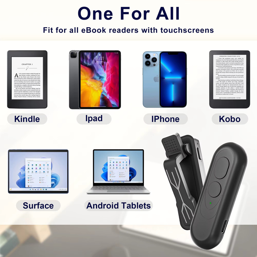 SZILBZ Fernbedienung Seitenwender in Schwarz für Kindle, E-Reader, iPhone, iPad und Kamera zur Videoaufzeichnung - Bild 2