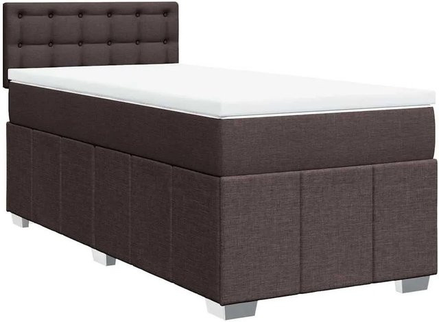 vidaXL Boxspringbett mit Matratze Dunkelbraun, Hybridbett mit USB-Ladeport und Unterbettbeleuchtung, B/T/H: 90 x 200 x 100,5 cm - Bild 1