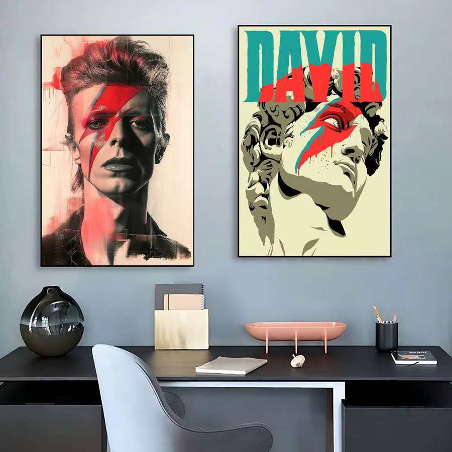 Selbstklebender David Bowie Wandaufkleber im Retro-Stil, wasserfester Papieraufkleber in Mehrfarbig, B/H: 15,0 x 15,0 cm - Bild 3