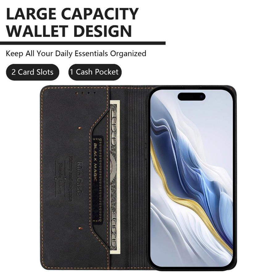 Samsung Flip-Ledertasche für Galaxy A70 A50 A40 A30 A20 A10 in Schwarz mit magnetischer Brieftaschenabdeckung - Bild 3