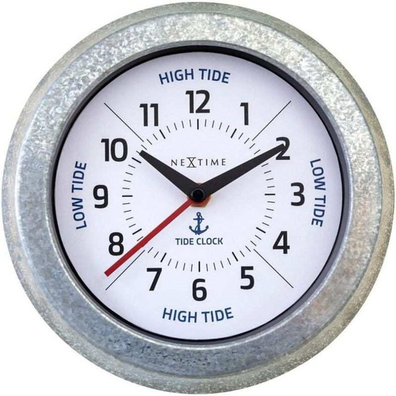 Nextime Wanduhr Tide aus Metall in Silber und Grau mit Gezeitenanzeige, rund, Durchmesser: 22 cm - Bild 1