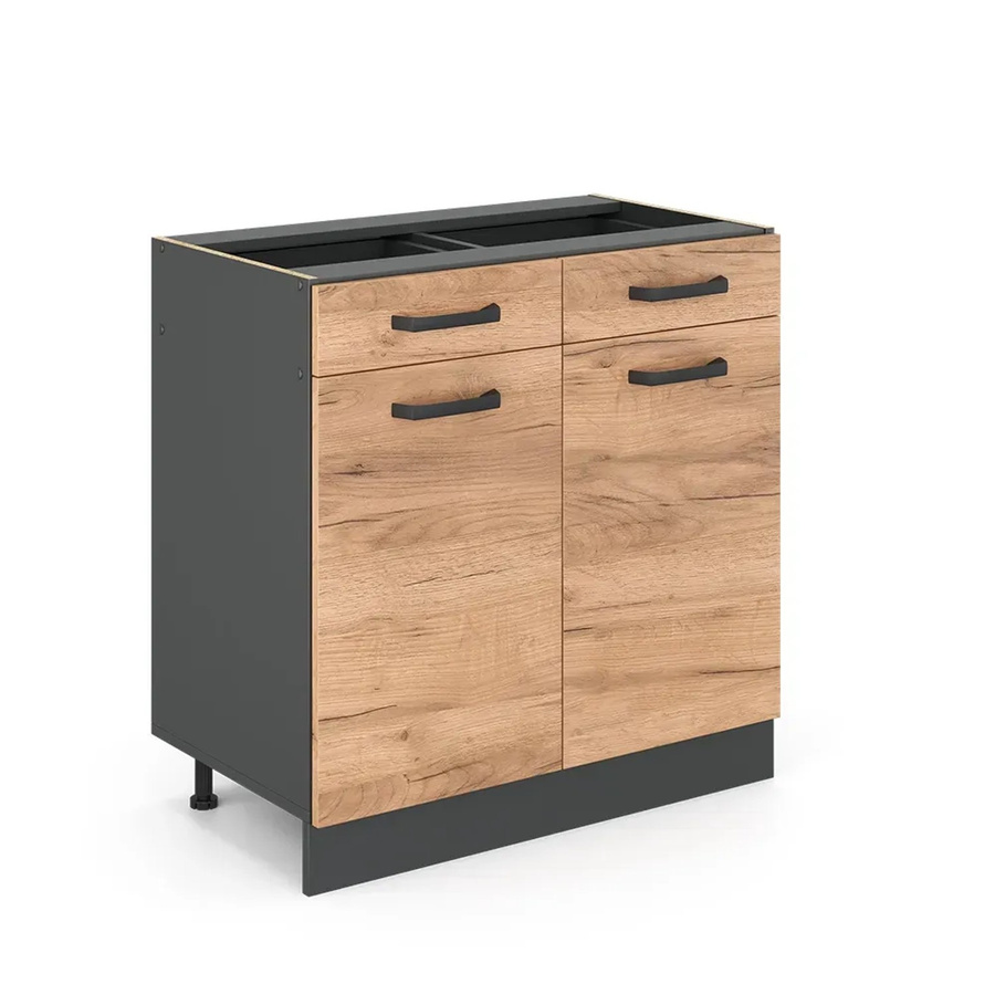 Vicco Küchenunterschrank R-Line in Eiche und Anthrazit mit Schubladen Breite: 80 cm, Höhe: 81,6 cm, Tiefe: 46 cm - Bild 3