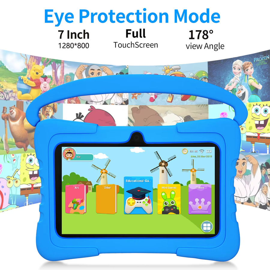 7-Zoll Android Kindertablet mit 64GB ROM und 4GB RAM in Blau inklusive Kindersicherer Schutzhülle im Cartoon-Design - Bild 2