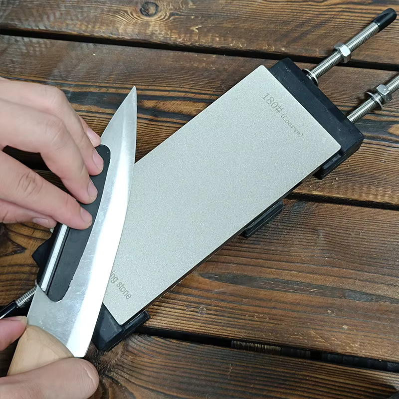 2-teiliges RSCHEF Diamant-Schleifstein Set in Grau mit Schwamm und rutschfestem Pad zum Schärfen von Küchenmessern - Bild 1