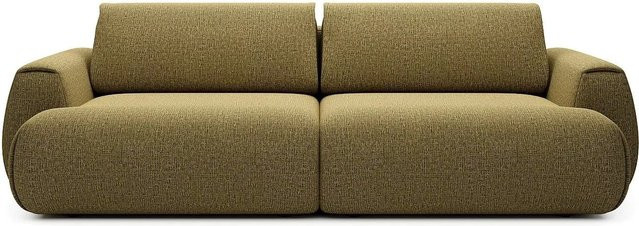 Vente-unique Schlafsofa Monelia in Grün mit Schlaffunktion und Auszugsschublade aus Chenille-Stoff, Breite: 260 cm - Bild 1
