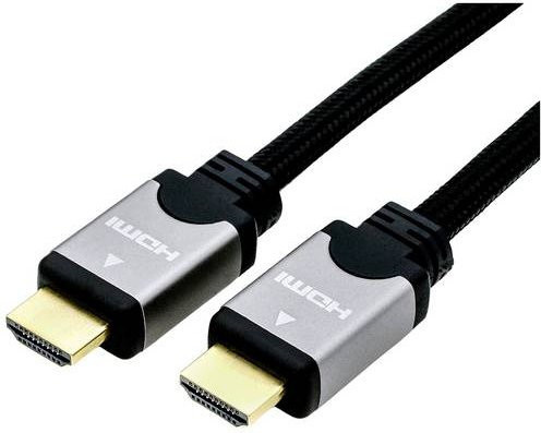 Roline HDMI Anschlusskabel 4K UHD in Schwarz und Silber, Länge: 1,50 m - Bild 1