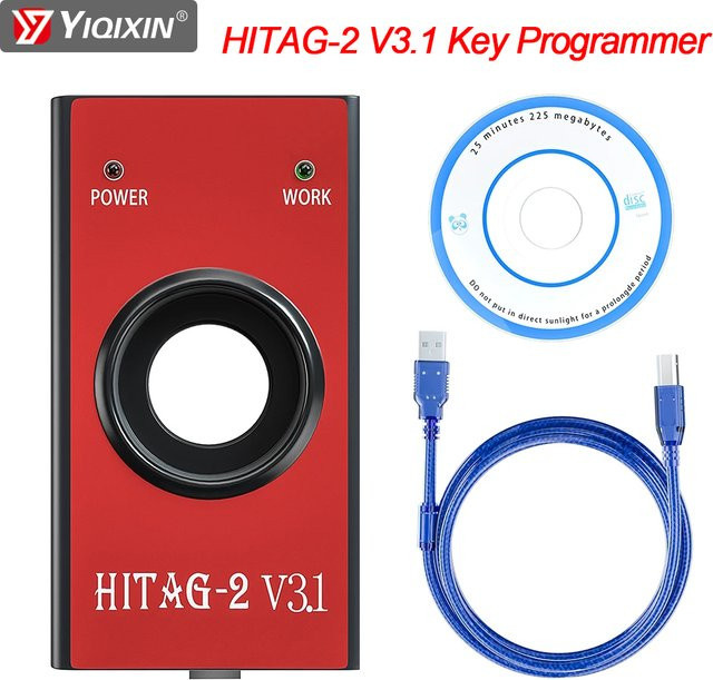 YIQIXIN HITAG 2 V 3,1 Schlüssel Programmierer Universal Immo Remote Transponder Diagnose Werkzeug für BMW und Audi mit OBD2, Rot - Bild 1