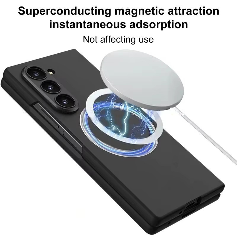 Robuste magnetische kabellose PC-Hülle für Samsung Galaxy Z Fold 7, 6, 5 in Schwarz mit HD-Folie und stoßfestem Schutz - Bild 3