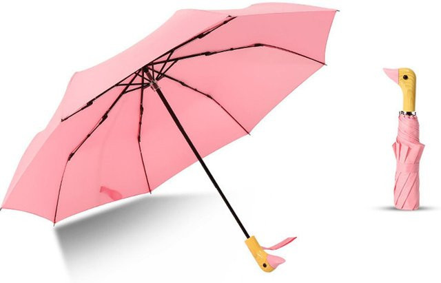 Faltbarer Sonnenschirm mit kreativem Entenkopf-Griff in Pink - Bild 1