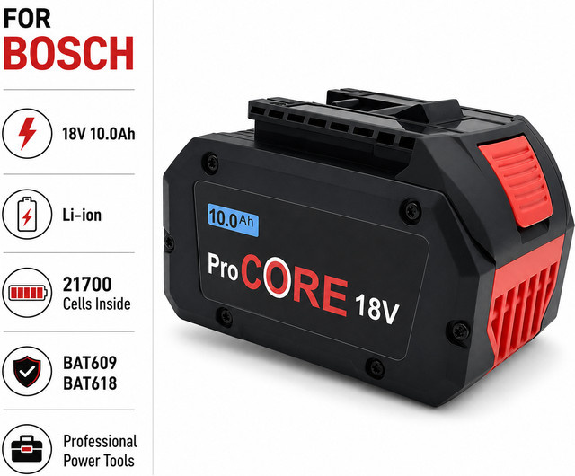 Bosch Ersatz-Lithium-Akku 18V 10,0Ah in Schwarz für kabellose Werkzeuge mit 21700 Zellen - Bild 1