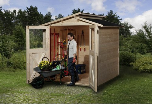 WEKA Gartenhaus Log Cabin aus Holz in Beige, B/H/T: 290 x 221 x 194 cm - Bild 1