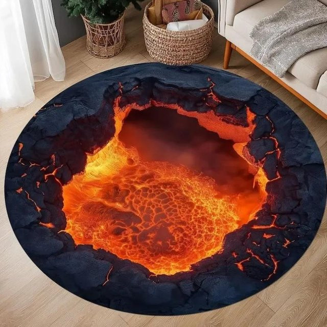 Rutschfester 3D Optische Täuschung Teppich von Wucifang Jewelry mit Wirbel Design, Durchmesser: 90 cm, Mehrfarbig - Bild 1