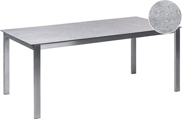 Beliani Gartentisch COSOLETO in Grau und Silber mit Glasplatte und Edelstahlgestell, B/T/H: 180 x 90 x 75 cm - Bild 1