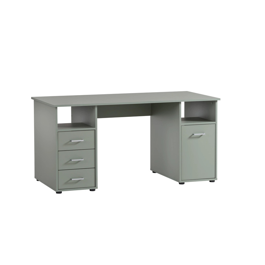 PROREGAL Schreibtisch Fox Large in Pistazie mit 3 Schubladen, 2 offenen Fächern und 1 Fach mit Flügeltür, H x B x T: 87 x 150 x 70 cm - Bild 2