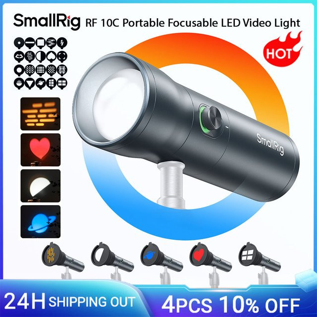 SmallRig RF 10C RGB LED Videoleuchte mit 7500 mAh Akku und 20 Lichtfiltern in Schwarz - Bild 1