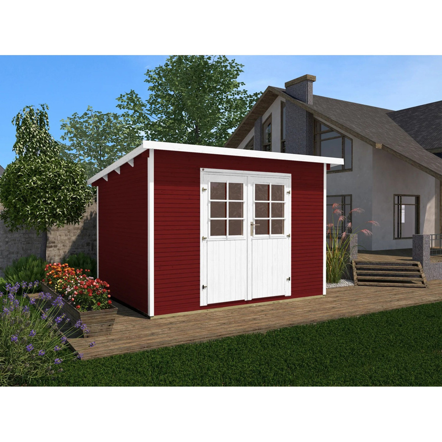 WEKA Gartenhaus 219 Gr.2 aus Massivholz mit Pultdach und wekaLine Profil in Schwedenrot, B/H/T: 320 x 213 x 278 cm - Bild 2