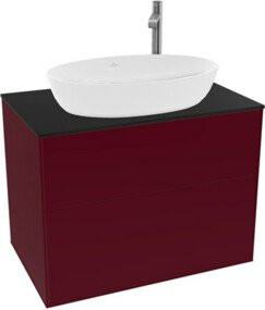 V&B Waschtischunterschrank Finion mit Wandbeleuchtung in Peony Matt und Abdeckplatte in Blau Matt, Breite: 80 cm, Tiefe: 50,1 cm - Bild 1
