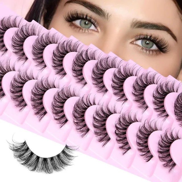 Falsche Wimpern, 10 Paar, Black, Natürlich, Wispy 3D Volumen - Bild 1