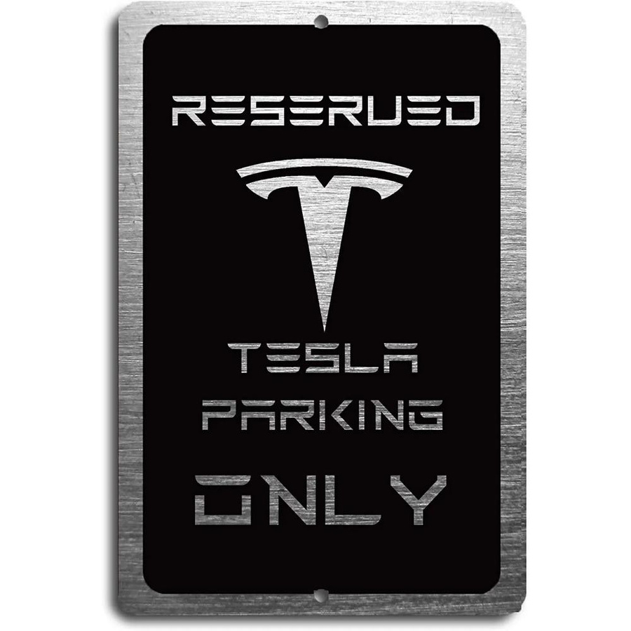 Voss Collectables Tesla Auto Nur Reservierter Parkplatz Aluminiumschild mit UV-Schutz, B: 40 cm, H: 30 cm - Bild 2