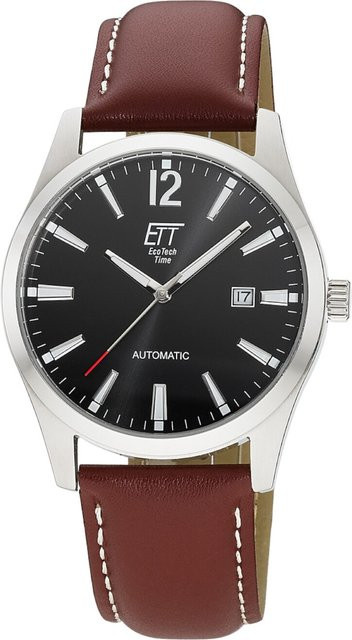 ETT Eco Tech Time Herrenuhr, Automatik, Edelstahl, 41 mm, Leder, Schwarz - Bild 1