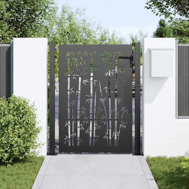 vidaXL Gartentor Swing aus pulverbeschichtetem Stahl in Schwarz, Höhe: 125 cm - Bild 3