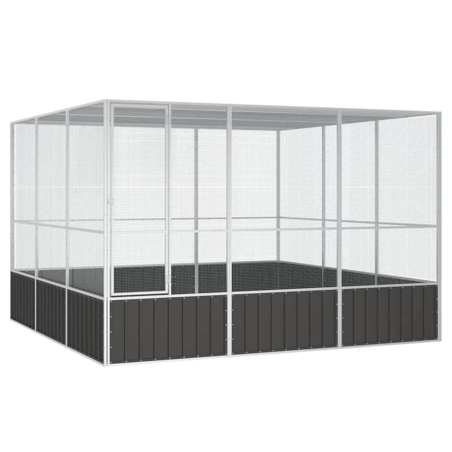 vidaXL Vogelkäfig Voliere aus verzinktem Stahl, Anthrazit, B/T/H: 302,5 x 324,5 x 211,5 cm - Bild 2